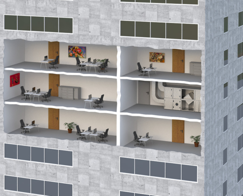 Bürohaus 3D Grafik Ausschnitt